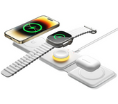 Estación Inalámbrica Magnética 3 En 1 Plegable Iphone 15-11, Airpods, Iwatch Blanco