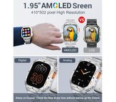Reloj Amoled 1,96", Llamadas, 100+ Deportes, Ritmo Cardíaco, Sueño, Podómetro 5atm (plata)