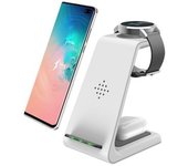 Base Carga Inalámbrica 3 En 1 | Cargador Rápido Para Iphone 15, Apple Watch, Airpods (blanco)