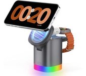 Cargador 3 En 1 Magsafe Plegable Con Luces Para Iphone 15/14/13/12 Pro/max (gris)