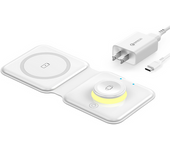 Cargador Inalámbrico Plegable 2 En 1 Iphone 15-x, Airpods Pro, Iwatch Blanco