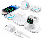 Estación Carga 3 En 1 Viaje Iphone 15-mini, Airpods Pro, Iwatch Ultra Blanco