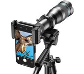 Teleobjetivo Hd De 60x Con Soporte Para Cámara Para Uso En Exteriores Black