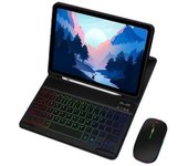 Funda Para Ipad De Cuero Con Teclado Bluetooth Rgb Y Ratón Black Ipad 10,9/11 Pulgadas