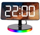 Reloj Despertador Con Espejo Y Luz Nocturna Y Carga Inalámbrica