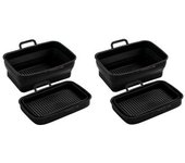 Cuenco De Silicona Cuadrado Plegable Air Fryer, Paquete De 2 Black