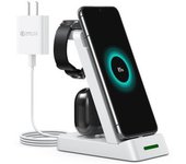 Cargador Inalámbrico 3 En 1 Para Móvil, Reloj Inteligente Samsung Y Auriculares White