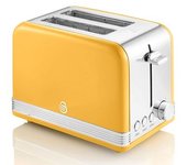 Retro Tostadora Pan Ranura Ancha 2 Rebanadas, Regulador Nivel De Tostado, Descongelación Amarillo 800w Swan St19010yelneu