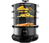 Vaporera Eléctrica Vapovita 3000 Pro. Cocina Al Vapor Y Conserva Nutrientes Y Vitaminas. 1000 W, Digital, Capacidad 1 L, Incluye 3 Recipientes, Piezas