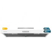 Campana Extractora De 60cm De Ancho Bolero Flux Cm 602200 White B. Potencia Succión 220m3/h, Motor 70w, Bajo Consumo, Control Mecánico, 3 Niveles De