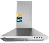 Campana Extractora De 60 Cm Flux Pm 604300 Inox C. Forma De Pirámide, Acabado Inox, Potencia Succión 403m3/h, Motor 105w, Clase C, Control Mecánico, 3