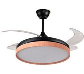 Ventilador De Techo Cosmos Bel Air 72w Aspas Retráctiles Mando A Distancia Negro/haya Ø108 Cm