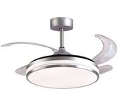 Ventilador De Techo Kepler Bel Air 72w Aspas Retráctiles Mando A Distancia Plata Ø108 Cm