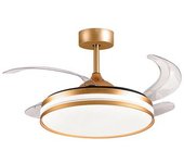 Ventilador De Techo Kepler Bel Air 72w Aspas Retráctiles Mando A Distancia Oro Ø108 Cm
