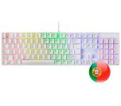 Mars Gaming Mk422 Blanco, Teclado Gaming Rgb, Switch Mecánico Azul, Idioma Portugués