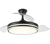 Dupi Ventilador De Techo Con Luz Led Galaxy Aspas Retractil Que Se Esconden Aspas Ocultas Transparentes Super Silencioso, Con Mando A Distancia (negro