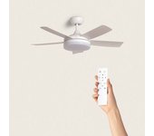 Ventilador De Techo Silencioso Patroclo Blanco 106cm Motor Dc Mando A Distancia Con Luz