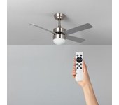 Ventilador De Techo Silencioso Cygnus Níquel 107cm Motor Dc Plateado