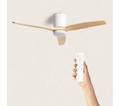 Ventilador De Techo Silencioso Angistri Blanco 132cm Motor Dc Transparente Mando A Distancia Sin Luz No