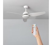 Ventilador De Techo Silencioso Woolworth Blanco 127cm Motor Dc Para Exterior Mando A Distancia Sin Luz