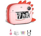 Cámara Instantánea De Impresión Klack Para Niños De 3 A 12 Años, Pantalla De 2 Pulgadas, Cámara De Video Hd De 12mp - Rosa