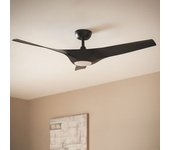 Ventilador De Techo Silencioso Egina Negro 132cm Motor Dc Controlador De Pared + Mando Con Luz No