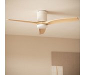 Ventilador De Techo Silencioso Angistri Blanco 132cm Motor Dc Madera Clara Controlador De Pared + Mando Sin Luz Sí