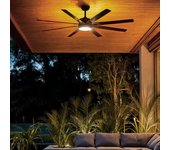 Ventilador De Techo Silencioso Hidra Negro 157cm Motor Dc Controlador De Pared + Mando Con Luz Sí