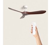 Ventilador De Techo Silencioso Spetses Blanco Madera 132cm Motor Dc