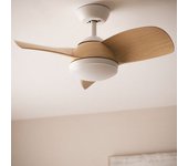 Ventilador De Techo Silencioso Poros 76cm Motor Dc Blanco Controlador De Pared + Mando Con Luz Sí Blanco