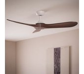 Ventilador De Techo Silencioso Spetses Blanco Madera 132cm Motor Dc Controlador De Pared + Mando Sin Luz Sí