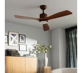 Ventilador De Techo Silencioso Forest Marrón 132cm Motor Dc Mando A Distancia Con Luz No