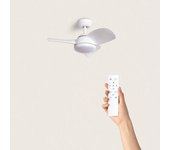 Ventilador De Techo Silencioso Poros 76cm Motor Dc Blanco Mando A Distancia Con Luz No Blanco