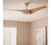 Ventilador De Techo Silencioso Eubea 132cm Motor Dc Blanco Controlador De Pared + Mando Con Luz No Blanco