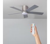 Ventilador De Techo Silencioso Flatiron 132cm Motor Dc Para Exterior Madera Clara Mando A Distancia Sin Luz