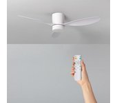Ventilador De Techo Silencioso Weimar Blanco 132cm Motor Dc Para Exterior Mando A Distancia Con Luz
