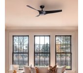 Ventilador De Techo Silencioso Egina Negro 132cm Motor Dc Controlador De Pared + Mando Con Luz Sí