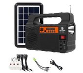 Generador Solar Portátil Con Panel Solar Radio Bt Altavoz Cargador De Teléfono Linterna Estación De Energía Batería Recargable Incorporada De 3600 Mah