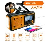 Radio De Emergencia Portátil Con Solar Y Manivela 4000mah Am/fm Con Led Y Cargador De Teléfono Móvil Y Banco De Almacenamiento