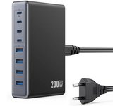 Cargador Usb C Múltiple De 200 W, Conector Usb C Gan Iii De 8 Puertos Qc4.0+pd Cargador Rápido Cargador De Computadora Portátil Usb C De 65 W