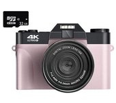 Cámara Digital Szsmart Dc08 4k F2.4 16x Multiplicación Pantalla De 3 Pulgadas Regalo De Cumpleaños Rosa 32g