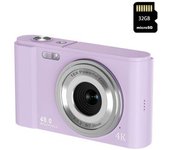 Cámara Fotos Digital Compacta Szsmart Dc302af Nivel De Entrada Regalo De Cámara Para Niños 4k 48mp Zoom 16x Pantalla De 2,8 Pulgadas + 32gb - Violeta
