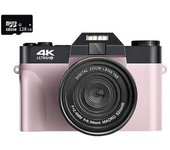 Cámara Digital Szsmart Dc08 4k F2.4 16x Multiplicación Pantalla De 3 Pulgadas Regalo De Cumpleaños Rosa 128g