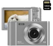 Cámara Fotos Digital Compacta Szsmart Dc302af Nivel De Entrada Regalo De Cámara Para Niños 4k 48mp Zoom 16x Pantalla De 2,8 Pulgadas + 128gb - Plata
