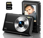 Cámara Fotos Digital Compacta Dc403 Nivel De Entrada Regalo De Cámara Para Niños Fhd 44mp Zoom 16x Pantalla De 2,4 Pulgadas + 128gb - Negro
