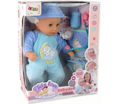 Baby Doll Sound Chupete Babero Pijama Gato Azul