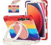 Para Samsung Galaxy Tab S9 / S8 / S7 Pc + Funda Protectora De Silicona Cubierta De Tableta Resistente Con Soporte Giratorio Con Correa Para El Hombro