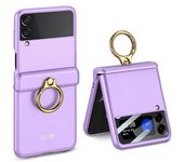 Gkk - Funda Para Samsung Galaxy Z Flip3 5g Con Soporte De Anillo De Metal, Bisagra De Absorción Magnética, Cubierta Plegable De Pc Con Película Para