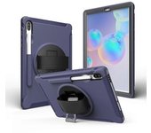 Carcasa Combinada De Pc Y Tpu Con Soporte Giratorio De 360 Grados Para Tableta Samsung Galaxy Tab S6 Sm-t860/t865 Con Correa De Mano, Color Azul