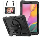Funda De Silicona Para Pc Con Soporte Y Correa Protectora De Pantalla Para Samsung Galaxy Tab A 10.1 (2019) Sm-t510/t515, Color Negro